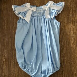 Blue Baby Bubble with White Bows